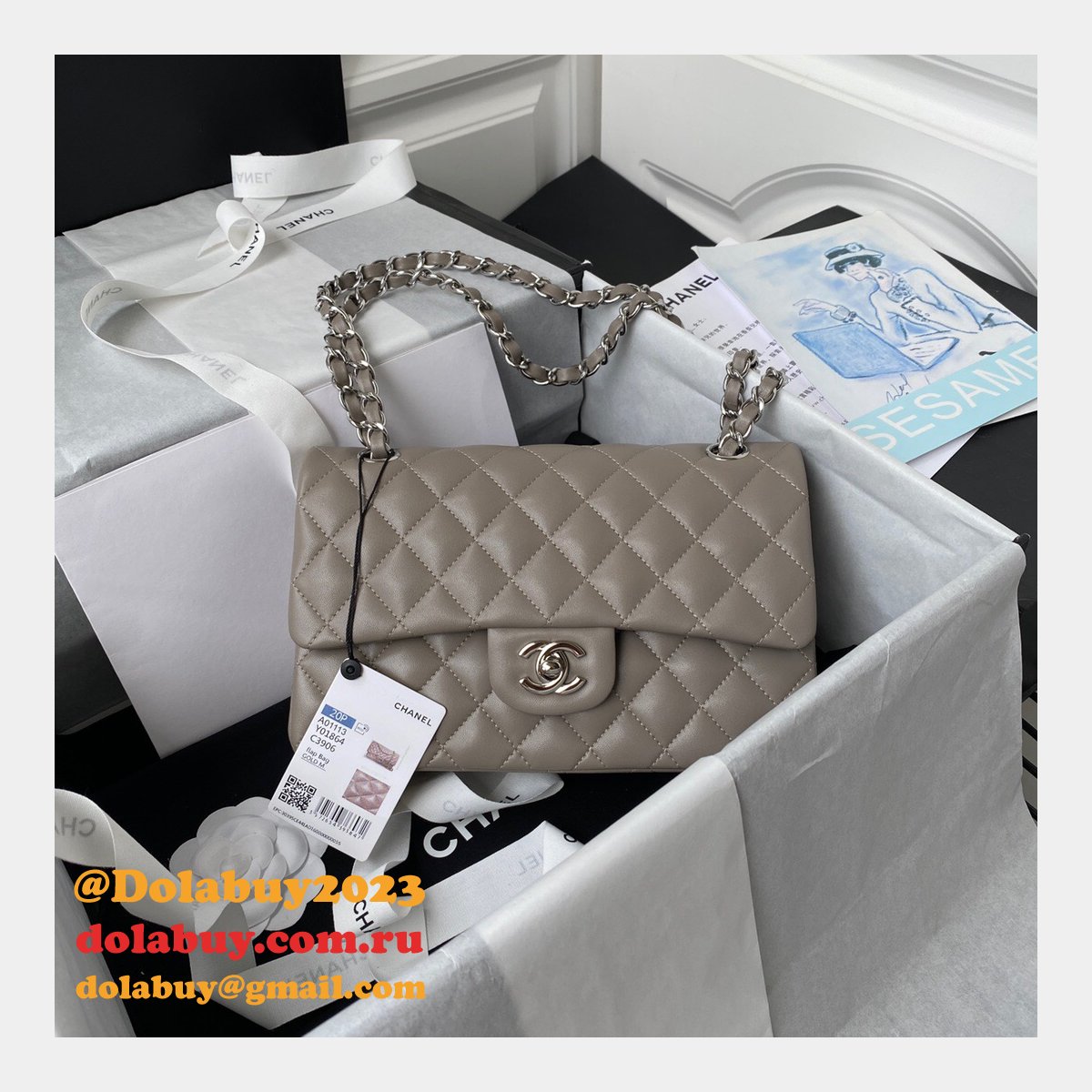 High Quality Replica Lambskin Classic Flap CF 23cm Bag