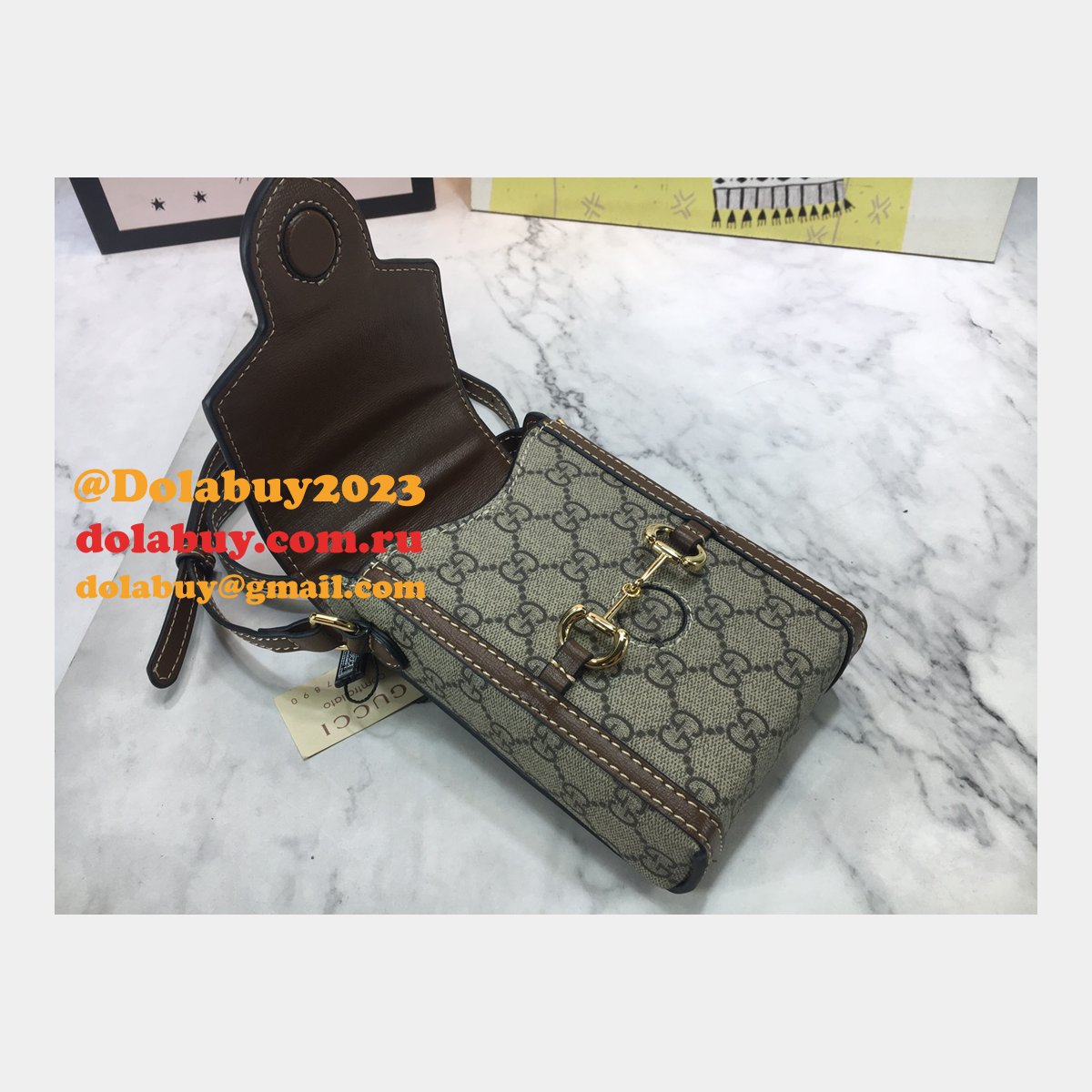 replica G*u*i brown G*u*i horsebit 1955 mini 625615 bag