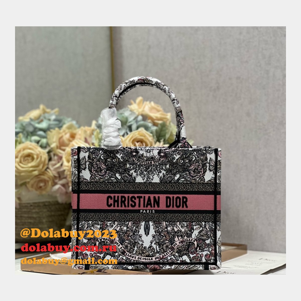 Christian Dior Buy Replica Book Tote Bayadere D-Stripes Pink