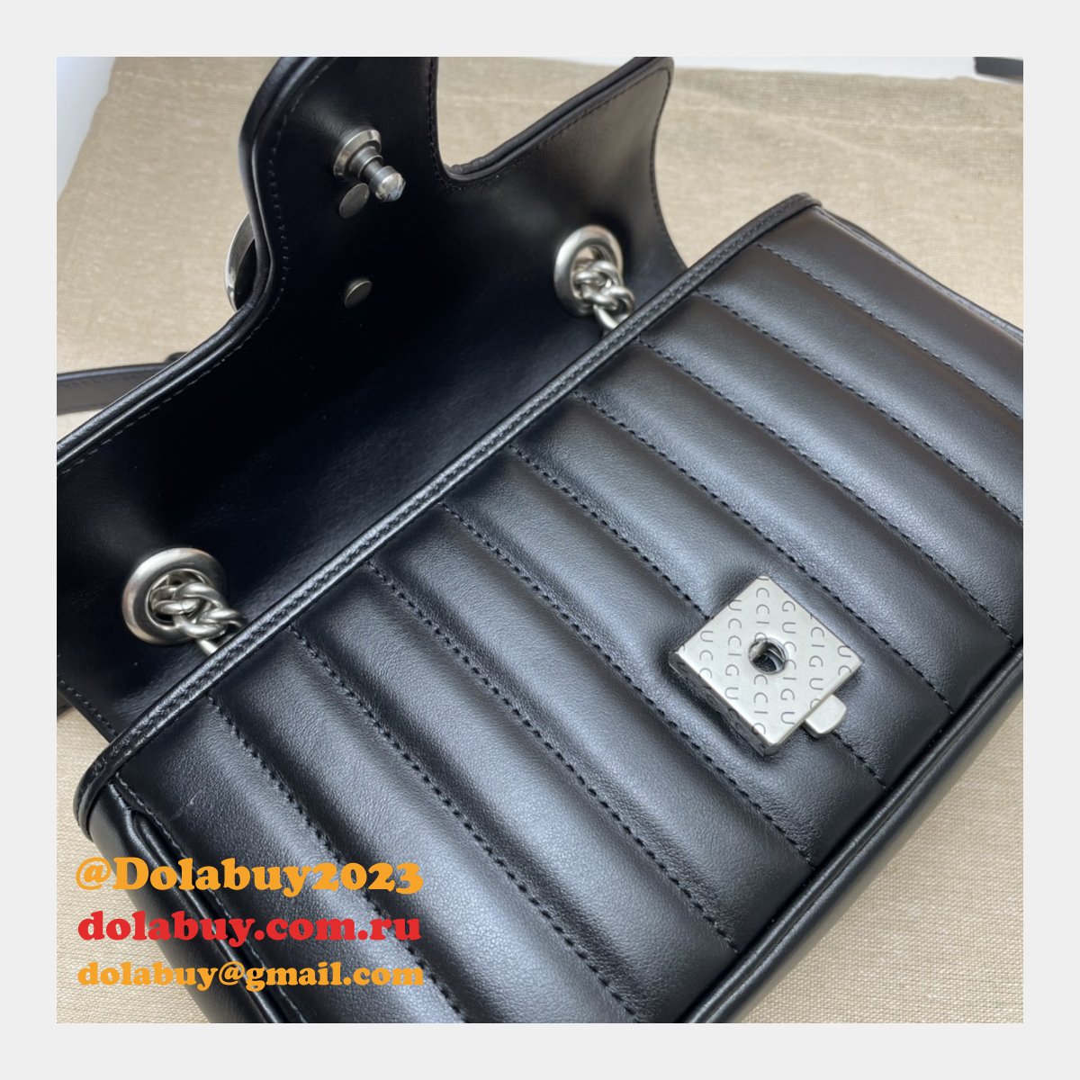 G*u*i designer copy gg marmont matelassé 446744 black bag