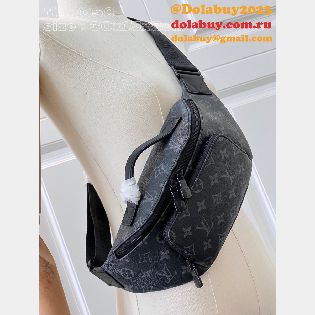 Louis Vuitton M47058 Rush Bumbag Black Flowers Shadow Fake Bag