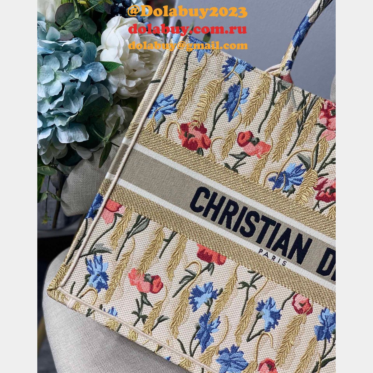 Christian Dior Replica Book Tote Oblique Embroidery