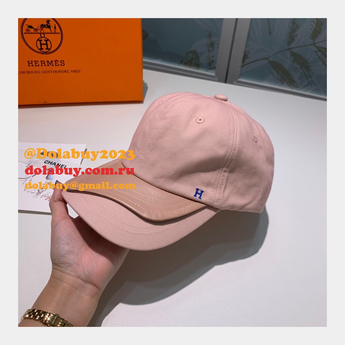 Hermes High Quality Canvas fabric Peaked cap