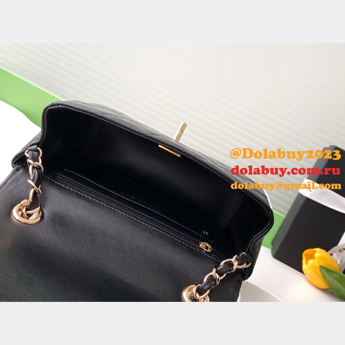Fake 7 Star Mini Lambskin Flap Quality AS5151 Black Bag