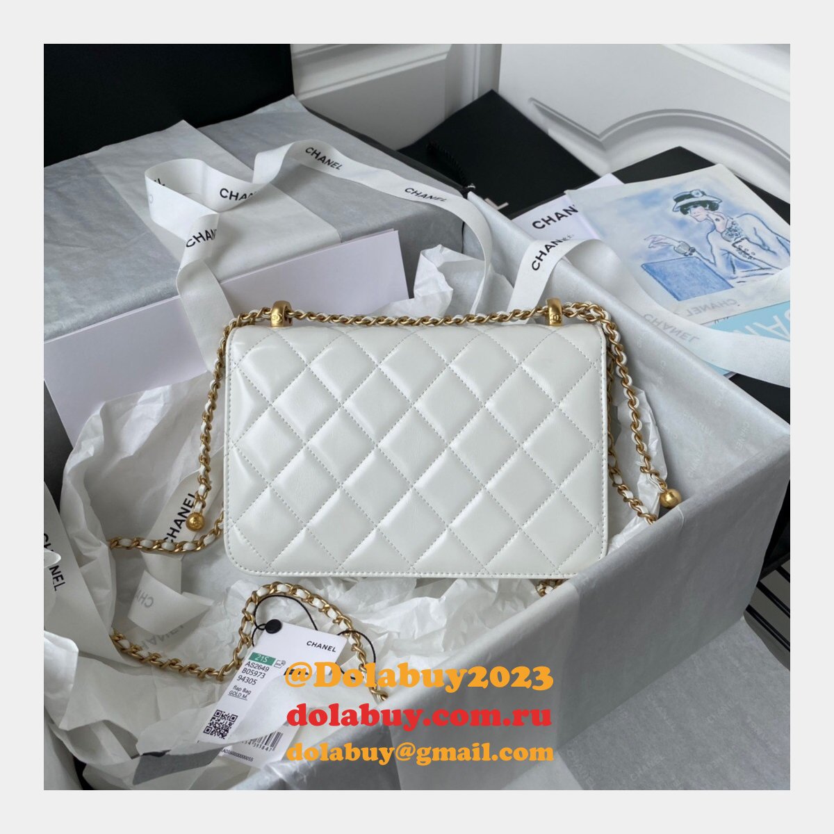 1:1 Replica AS2649 Calfskin & Gold-Tone Metal Flap Bag