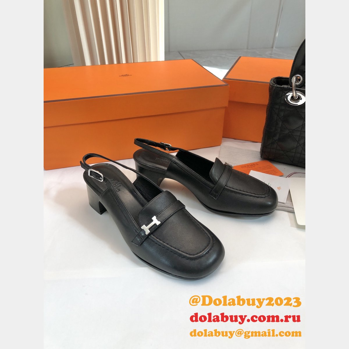 Mooz Pumps Hermes Groupie Mule Designer Replica Shoes