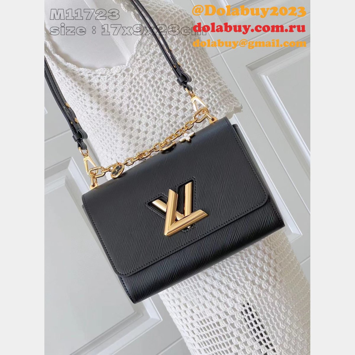 Louis Vuitton 1:1 Mirror M11723 Twist Copy Epi Black/White Bags