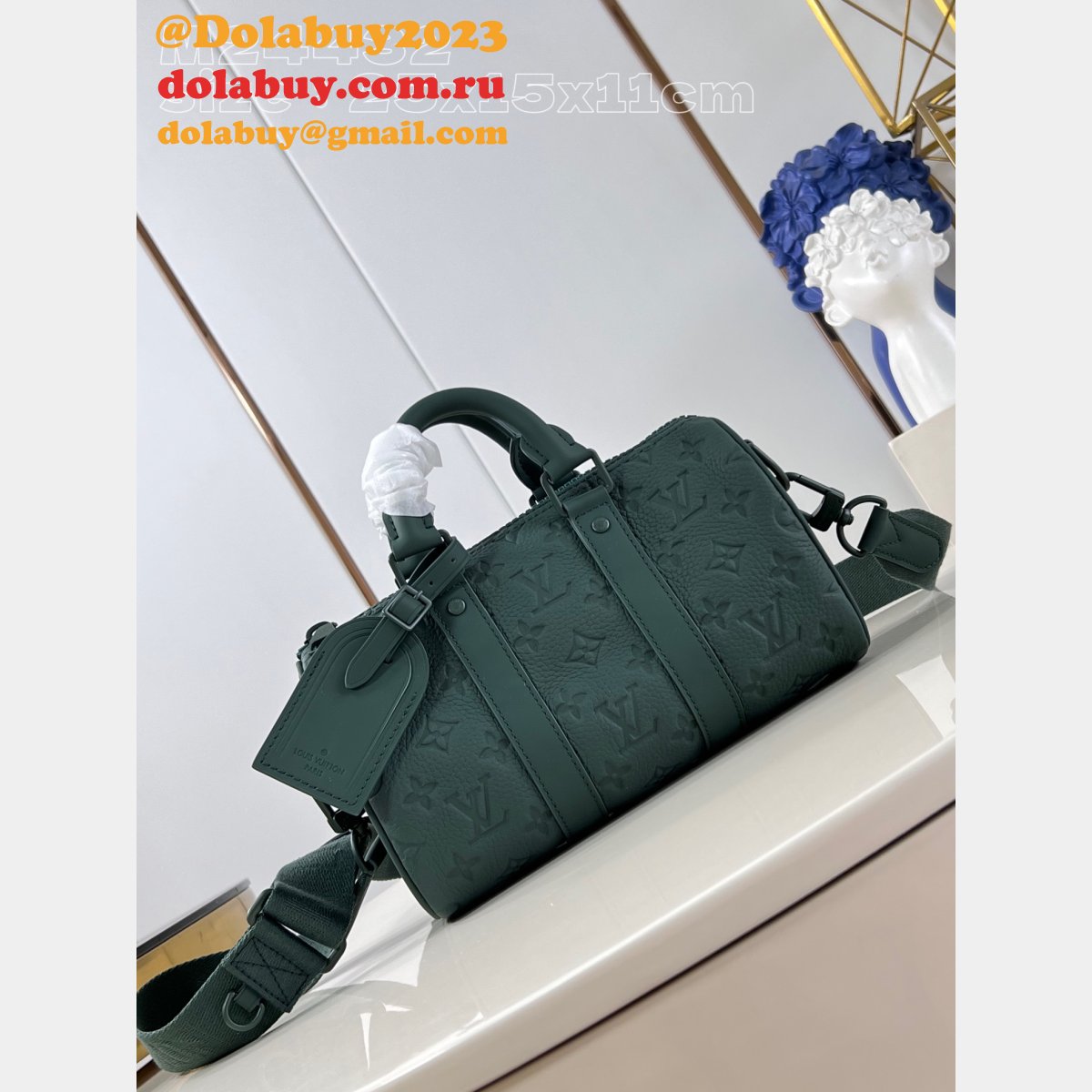 Green Shop Louis Vuitton Replcia Keepall Bandoulière 25 Taurillon Men M24432