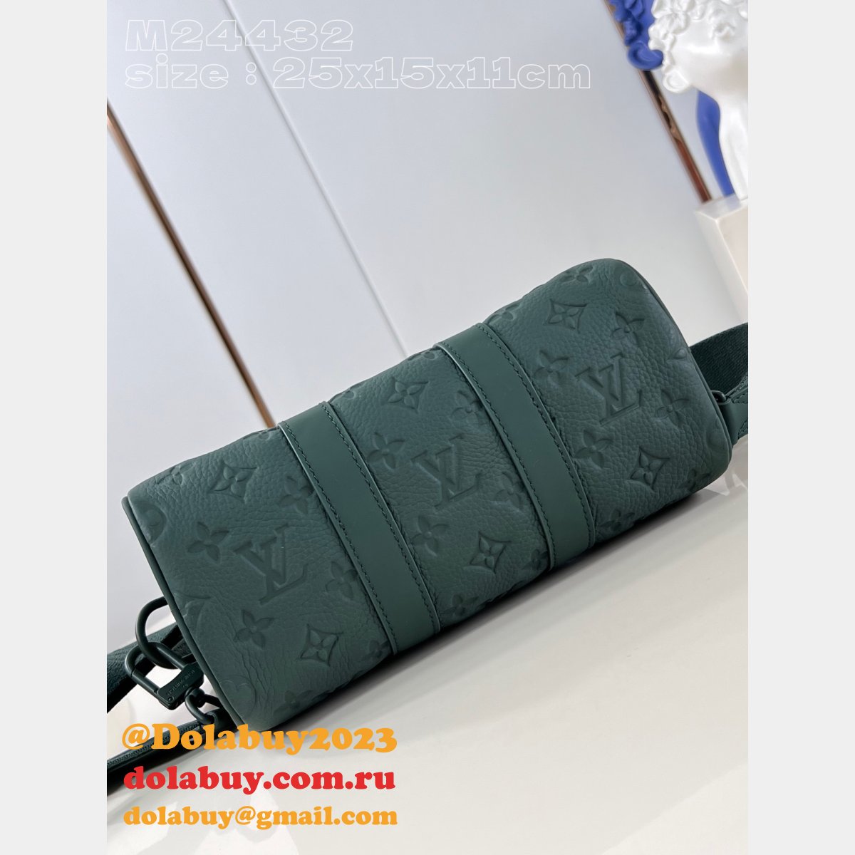 Green Shop Louis Vuitton Replcia Keepall Bandoulière 25 Taurillon Men M24432