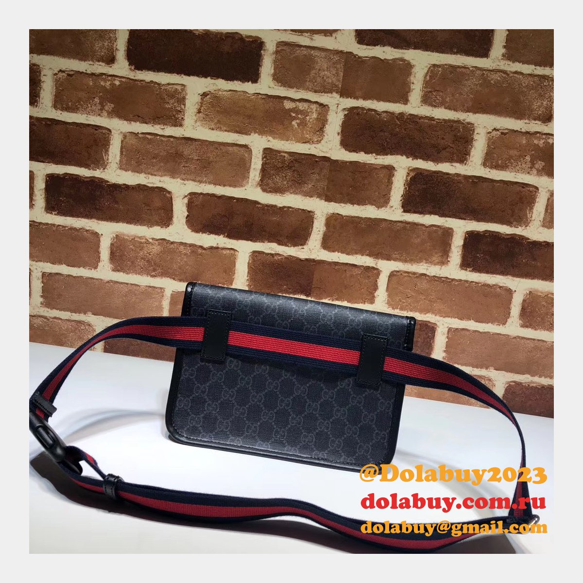 G*u*i top quality 598113 gg black belt bag