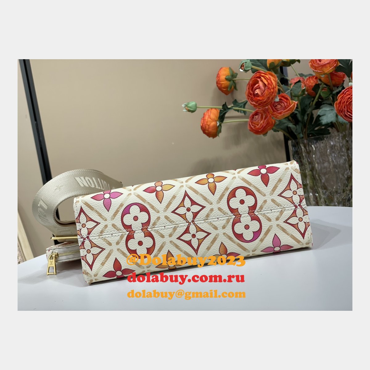 Louis Vuitton Inspired News OnTheGo East West M25318 UK Coral Bag
