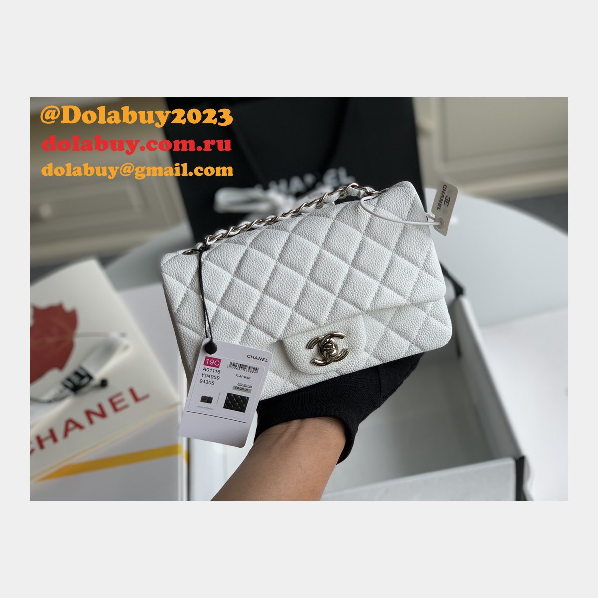 Top Quality CC Caviar Leather Flap Bag 1116 20CM
