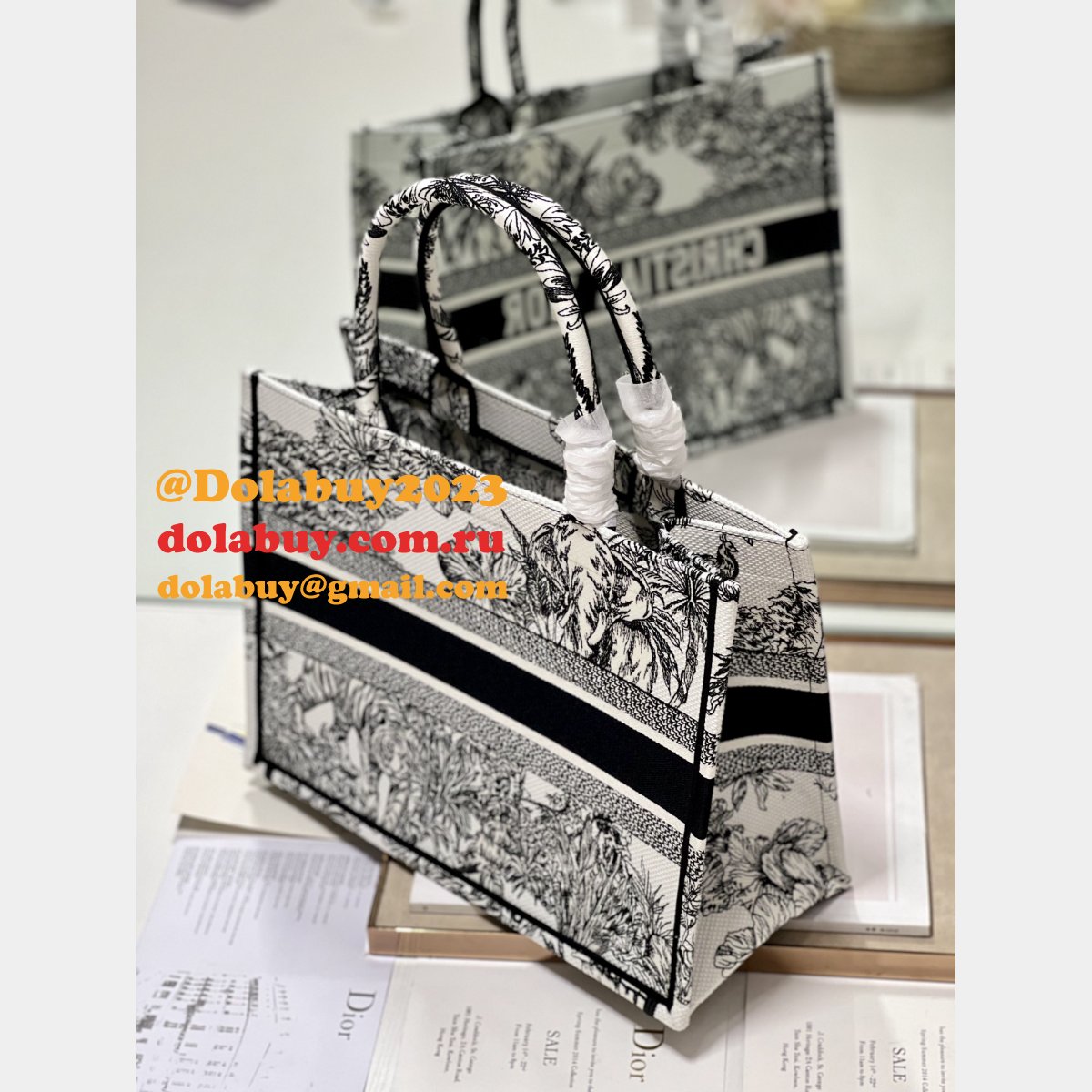 High-End Designer D-Stripes Bayadere Dior Replica 26.5/36/42CM Tote Bag