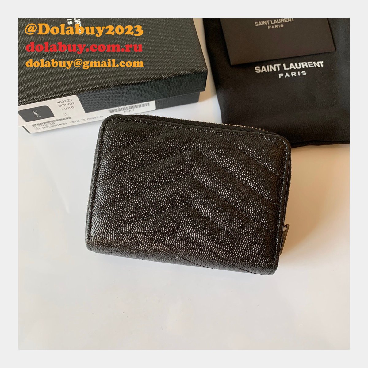 AAA+ Saint Laurent monogram compact zip around wallet black