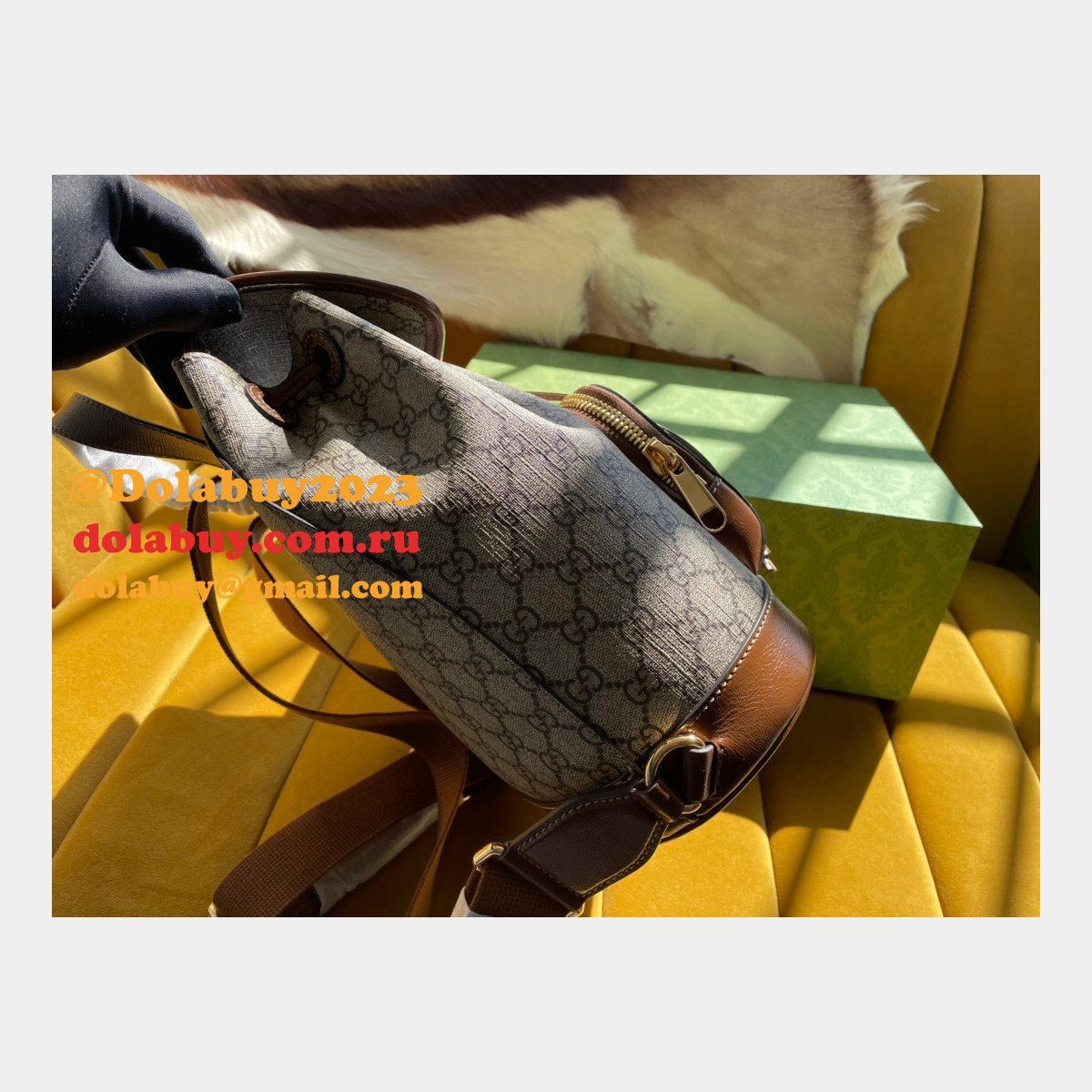 the best G*u*i backpack interlocking g in gg supreme replica bag online store