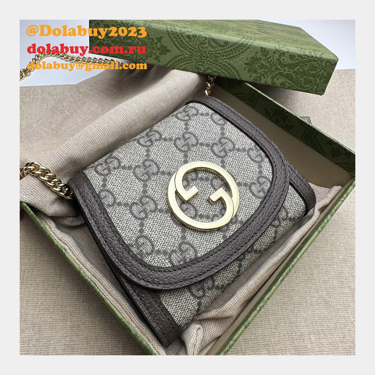 designer G*u*i replica 725219 blondie chain wallet uk bag