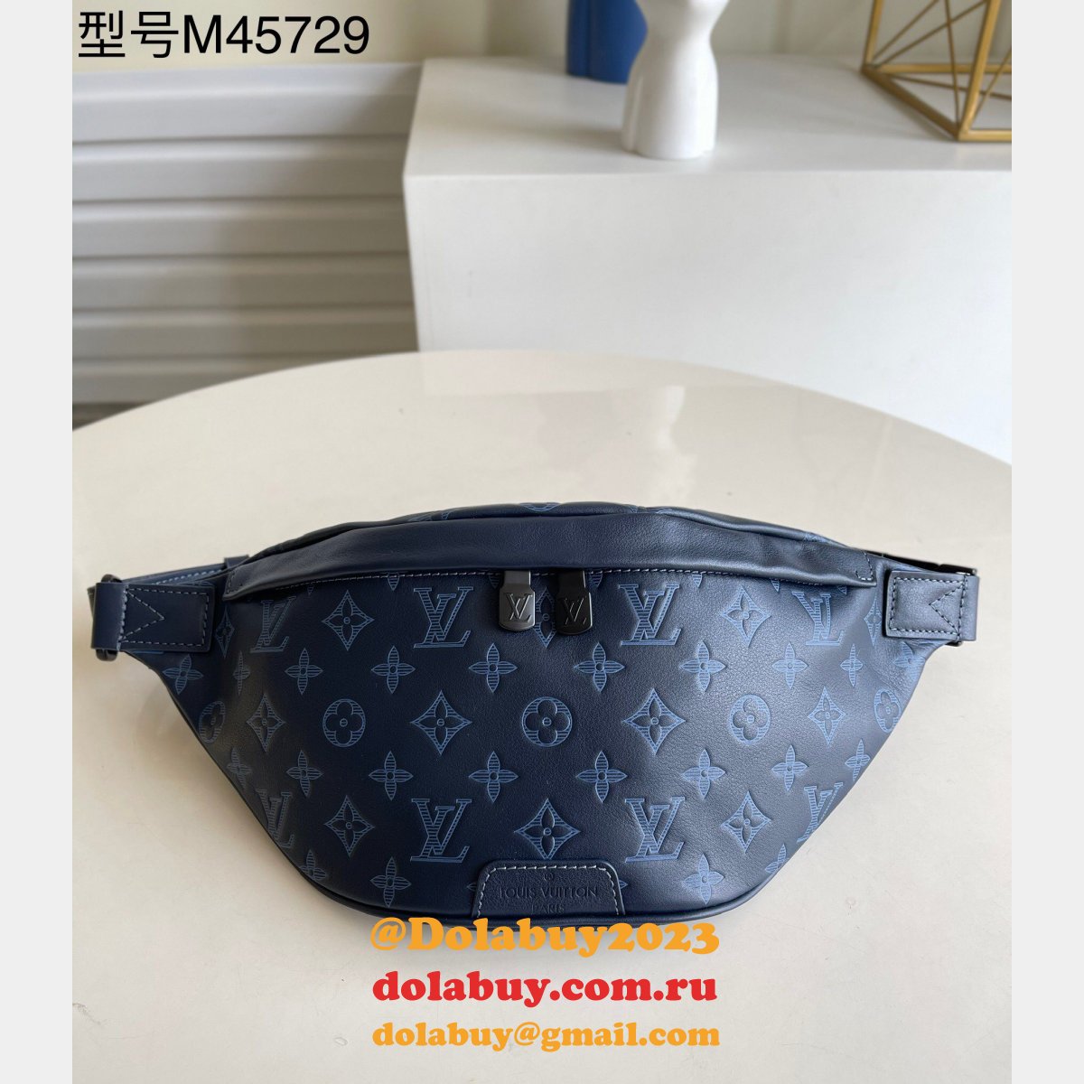 Louis Vuitton Replica China M45729 Discovery Bumbag PM Monogram Shadow Blue Bags