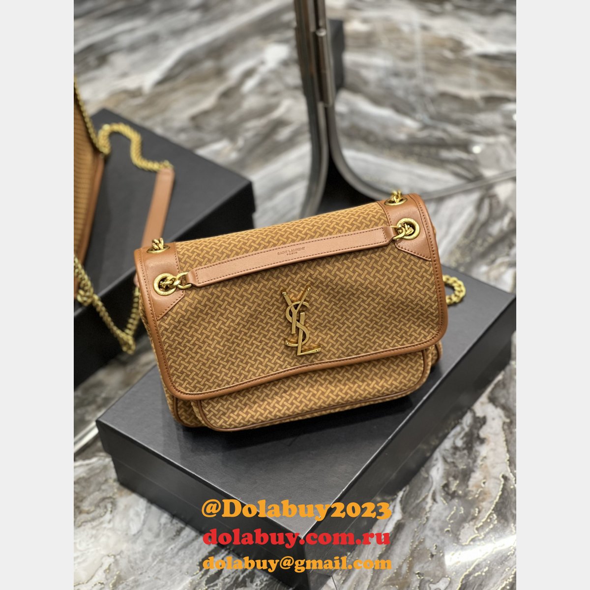 Saint Laurent 633158 Replica Designer NIKI Crinkled Vintage Leather