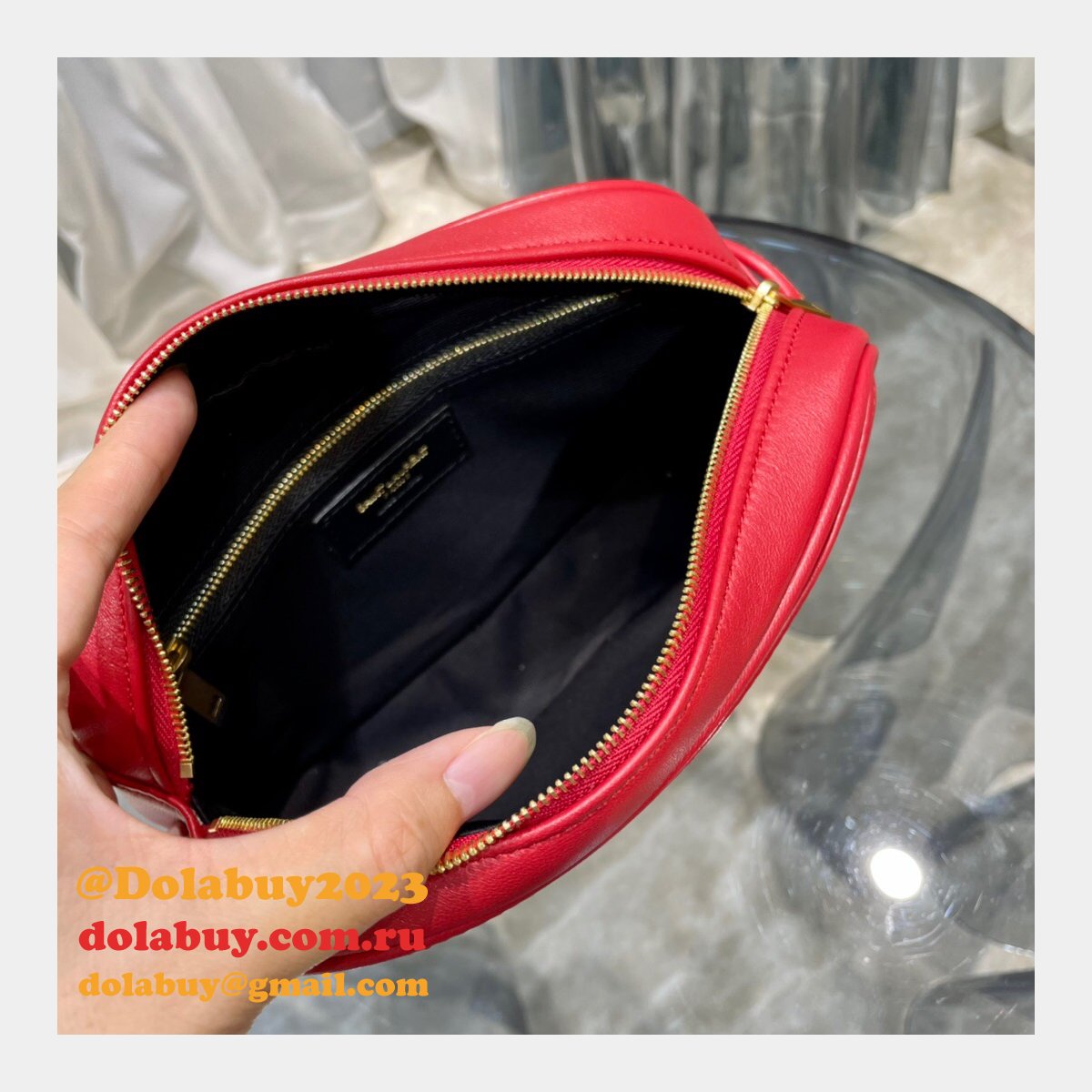 Replica YSL 64899 Red/White/Black Victoire camera bag High Quality