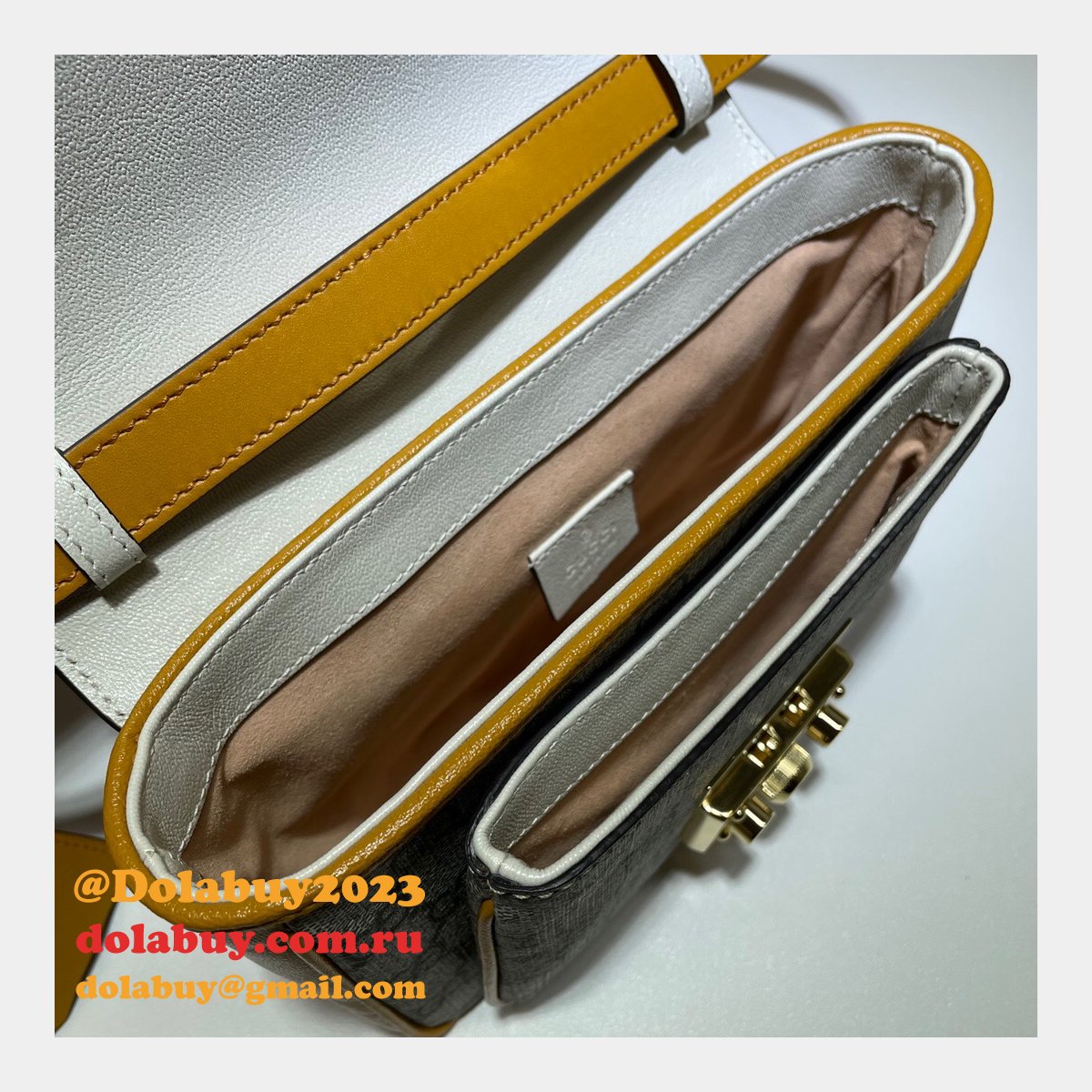 high quality G*u*i replica 658487 padlock mini bag in gg supreme canvas