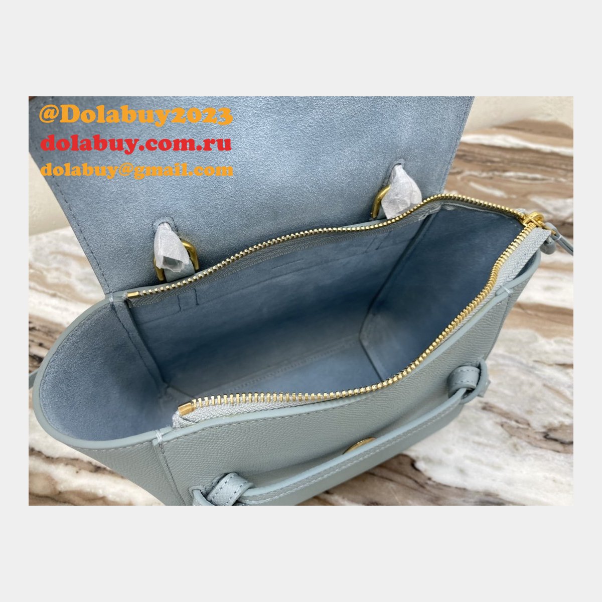 Celine Replica Grained Calfskin Nano Belt Bag Blue