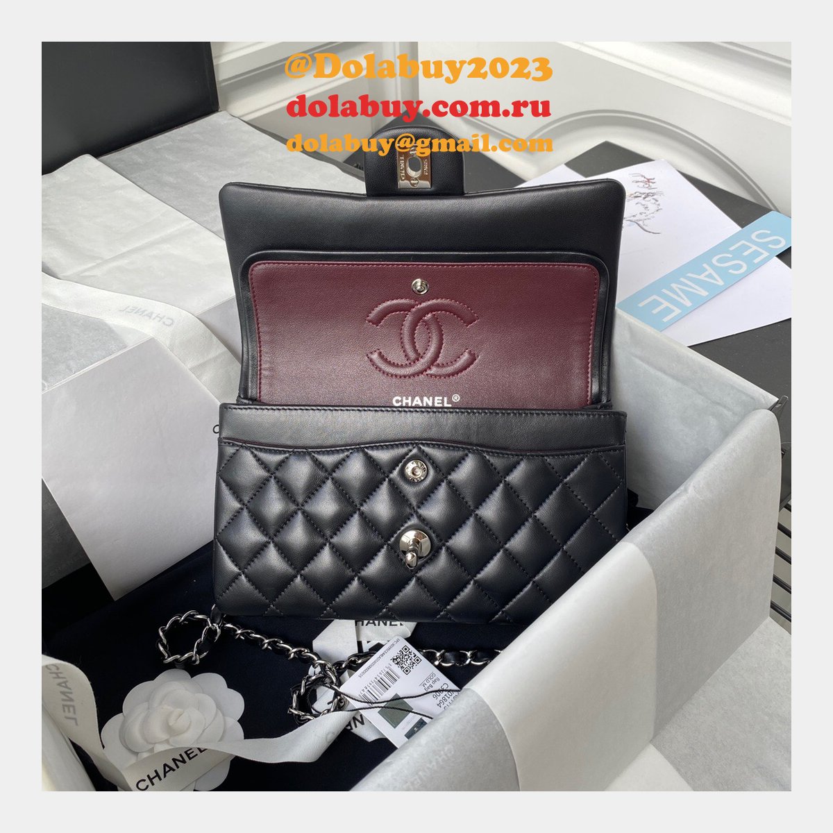 Top quality Fake Small Flap Lambskin CF 23cm