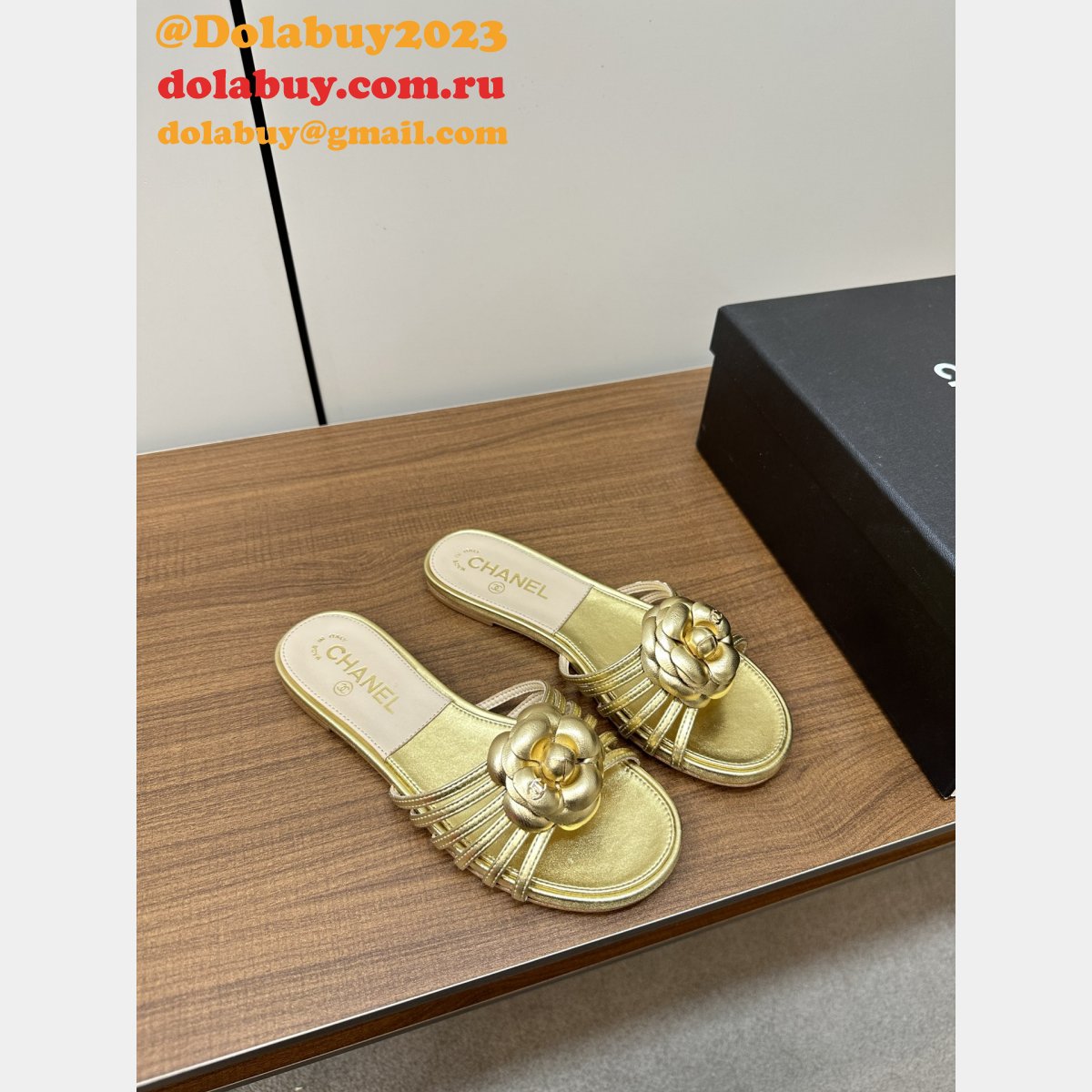 Perfect Pre-owned High End Replica Camellia Slide Flat Sandals Shoes