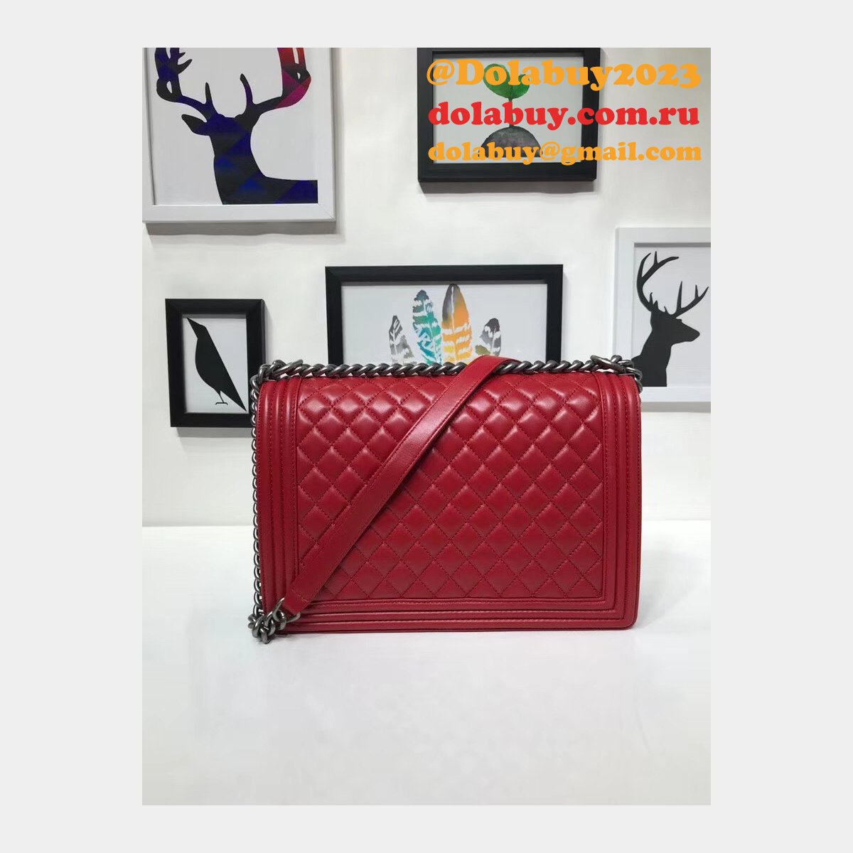 High Quality CC Le Boy Luxury Bags Lambskin 30cm