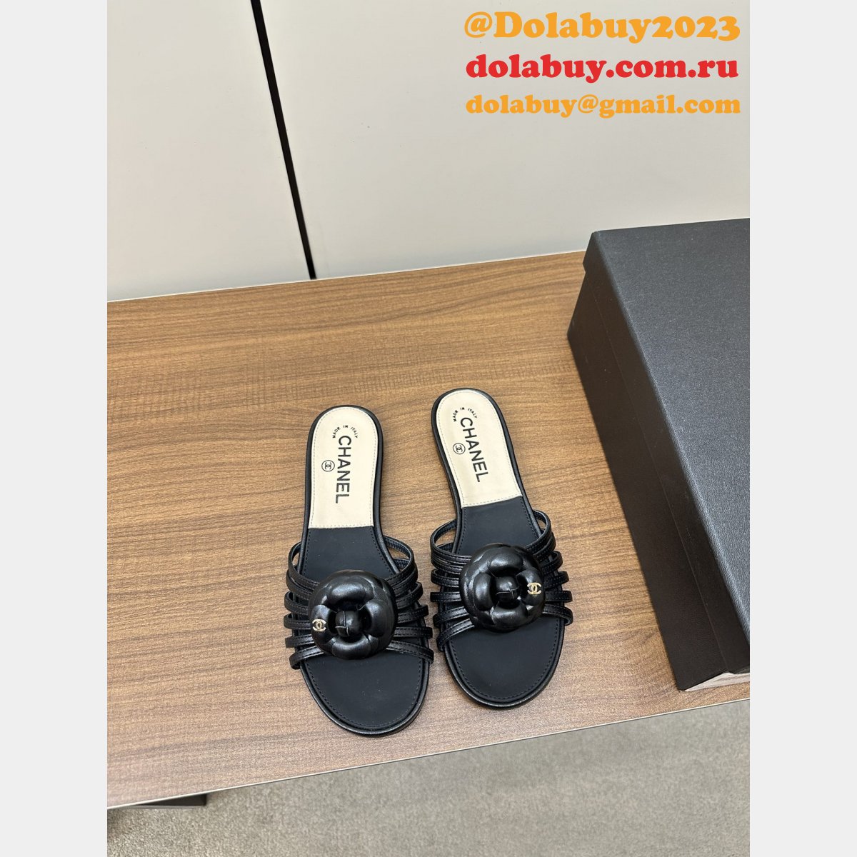 Perfect Pre-owned High End Replica Camellia Slide Flat Sandals Shoes