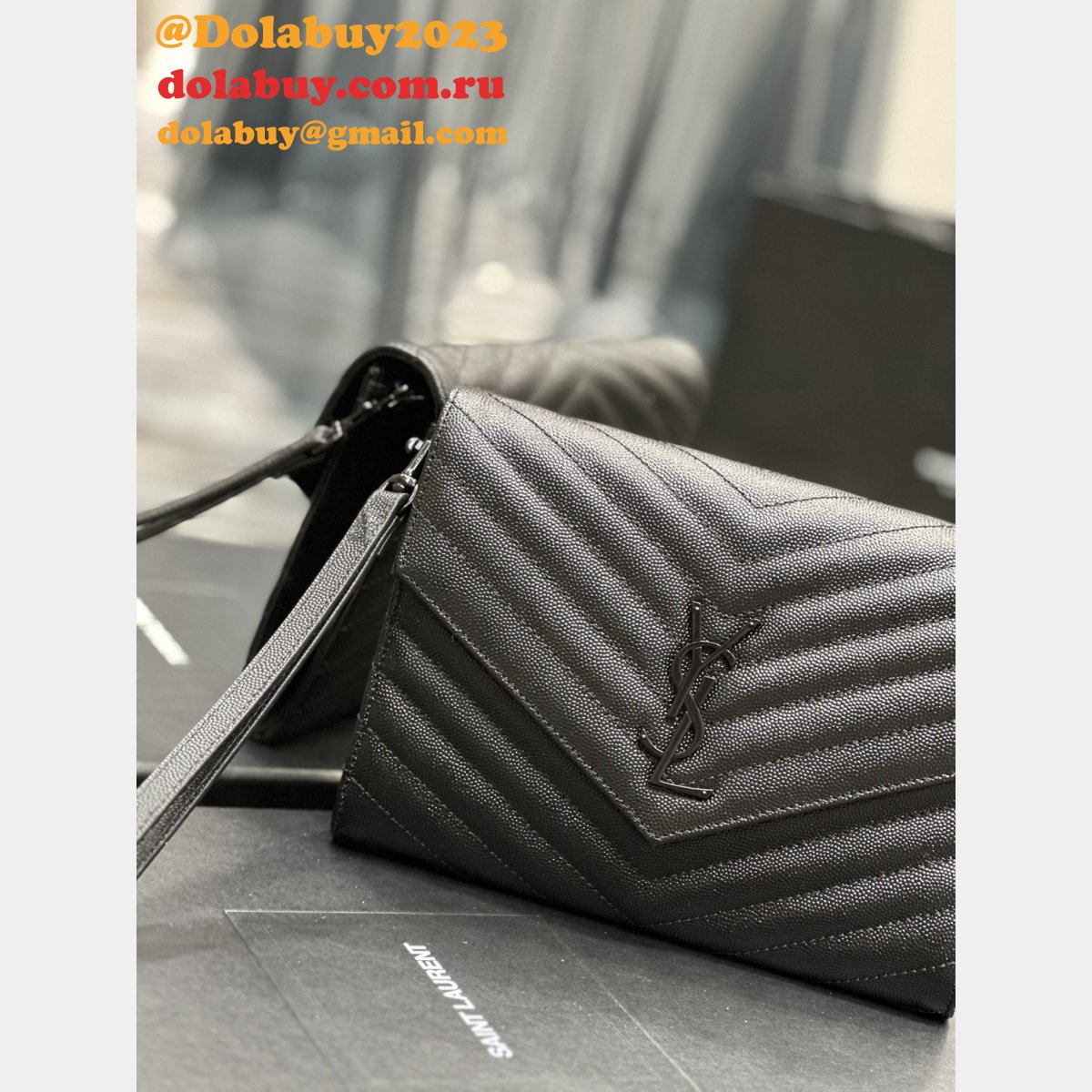 Monogram YSL 617662 Cassander Matelasse Flap Pouch Replica Bag