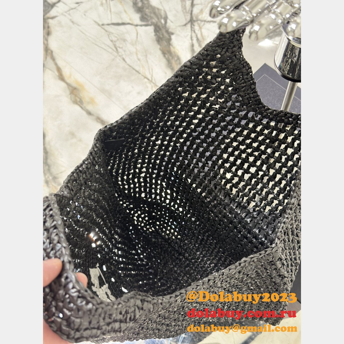 Duplicate prada raffia woven tote bag large 1BG424