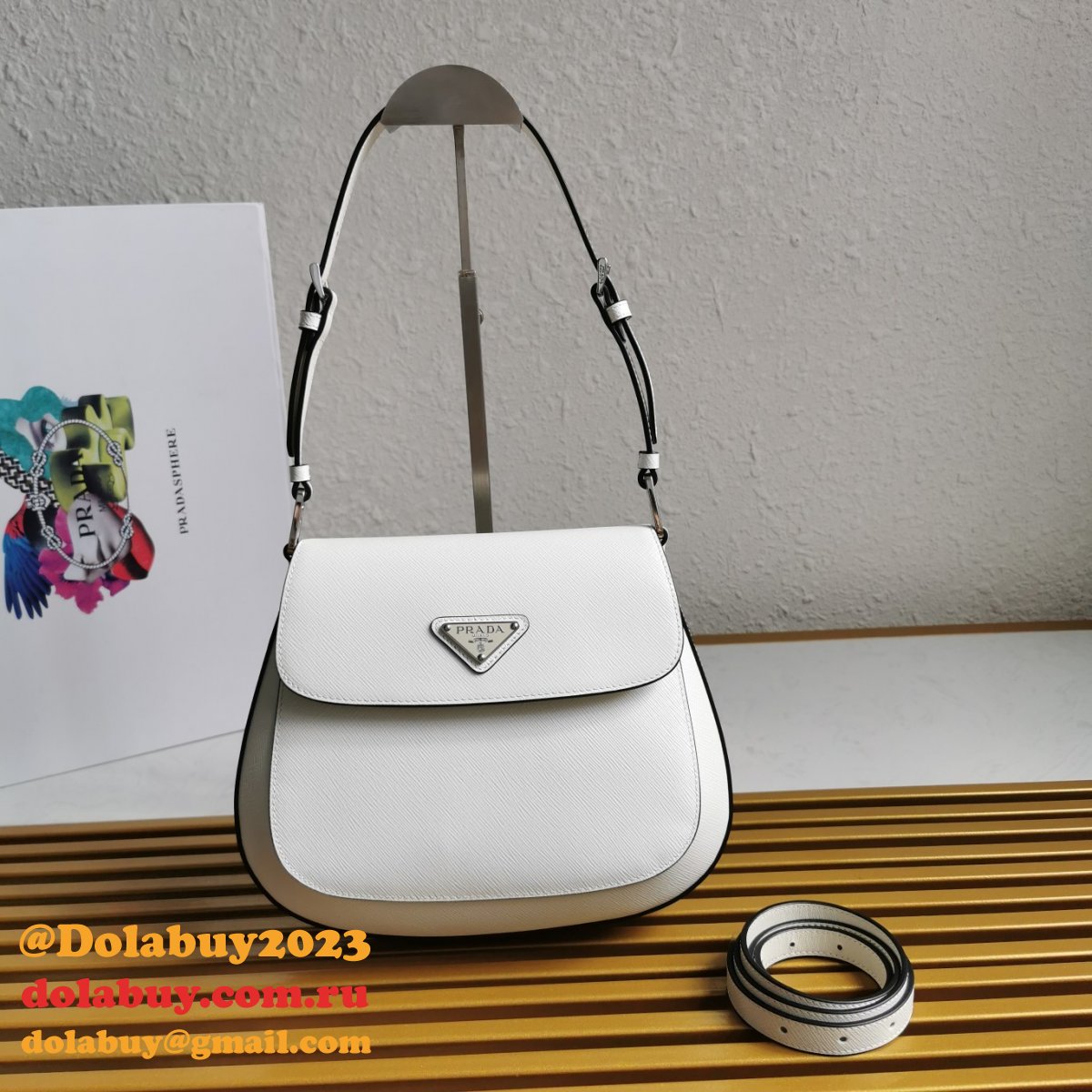 High Quality Prada Cleo Brushed Knockoff Leather Shoulder Bag