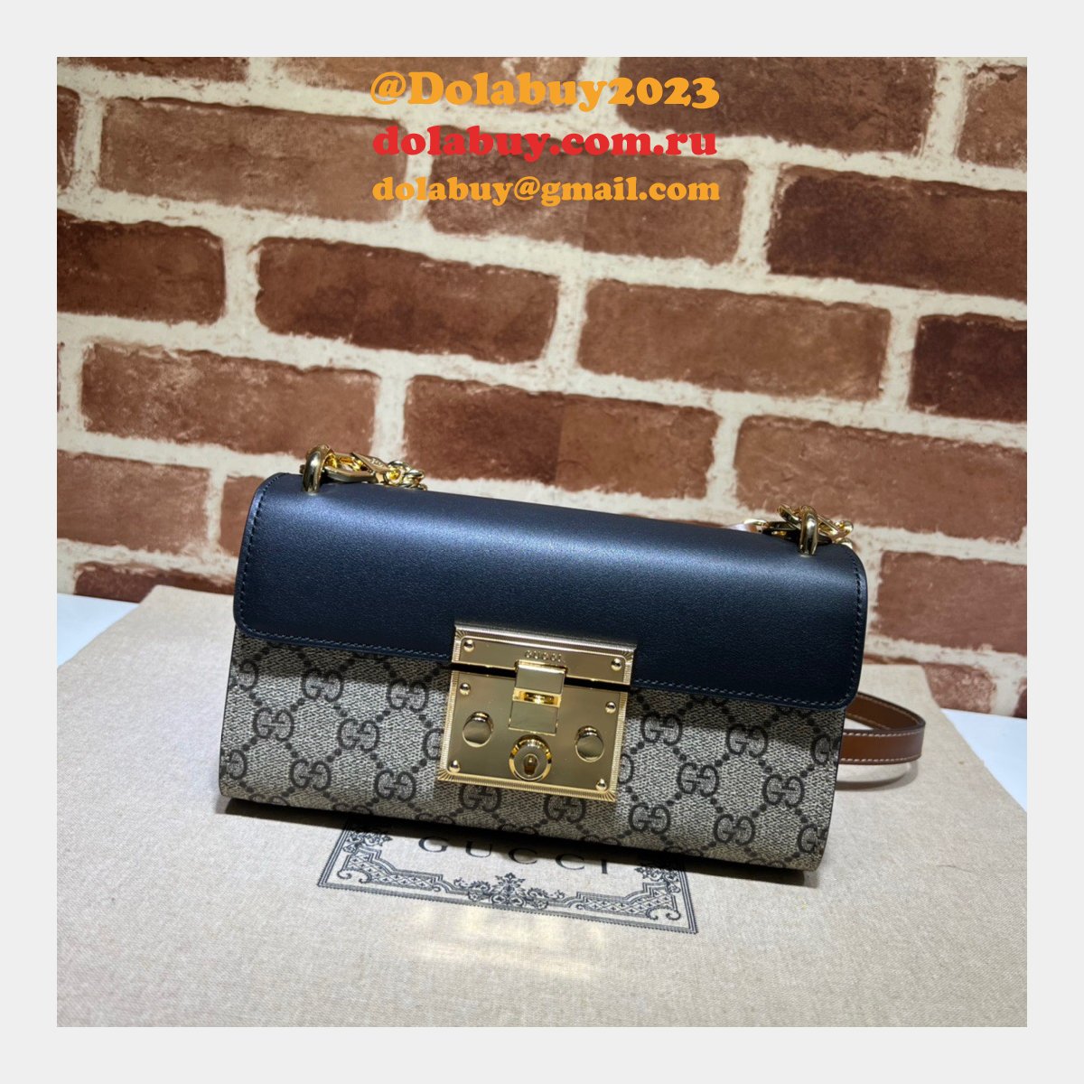 quality G*u*i replica padlock chain 735103 shoulder bag