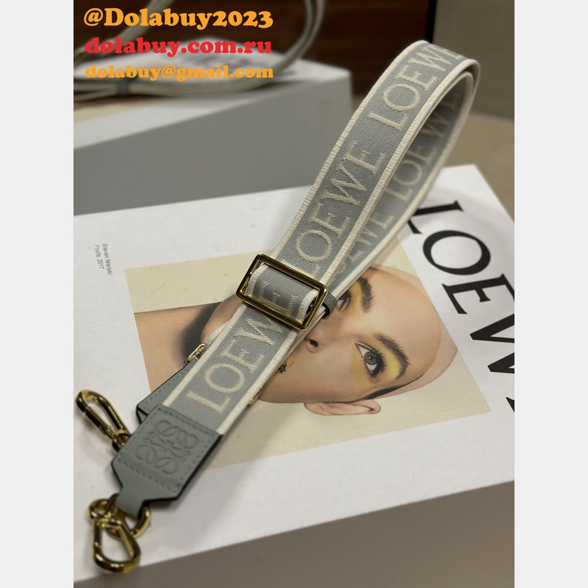 Best Loewe Anagram double-sided embroidered shoulder strap