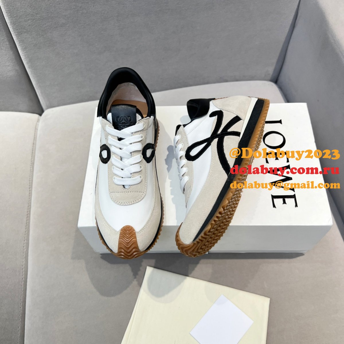 Luxury loewe Ballet Runner in nylon and calfskin
