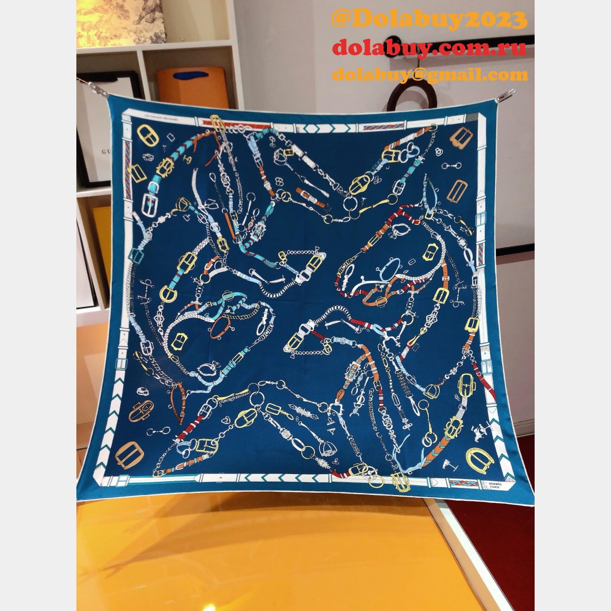 Designer Fake hermes twill silk scarf