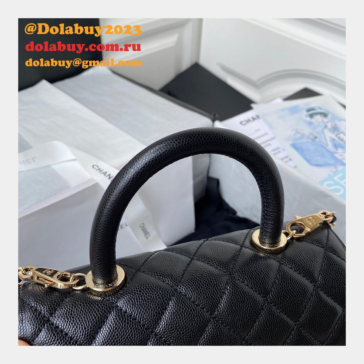 AAA+ CC Grained caviar leather bag A92990 23cm