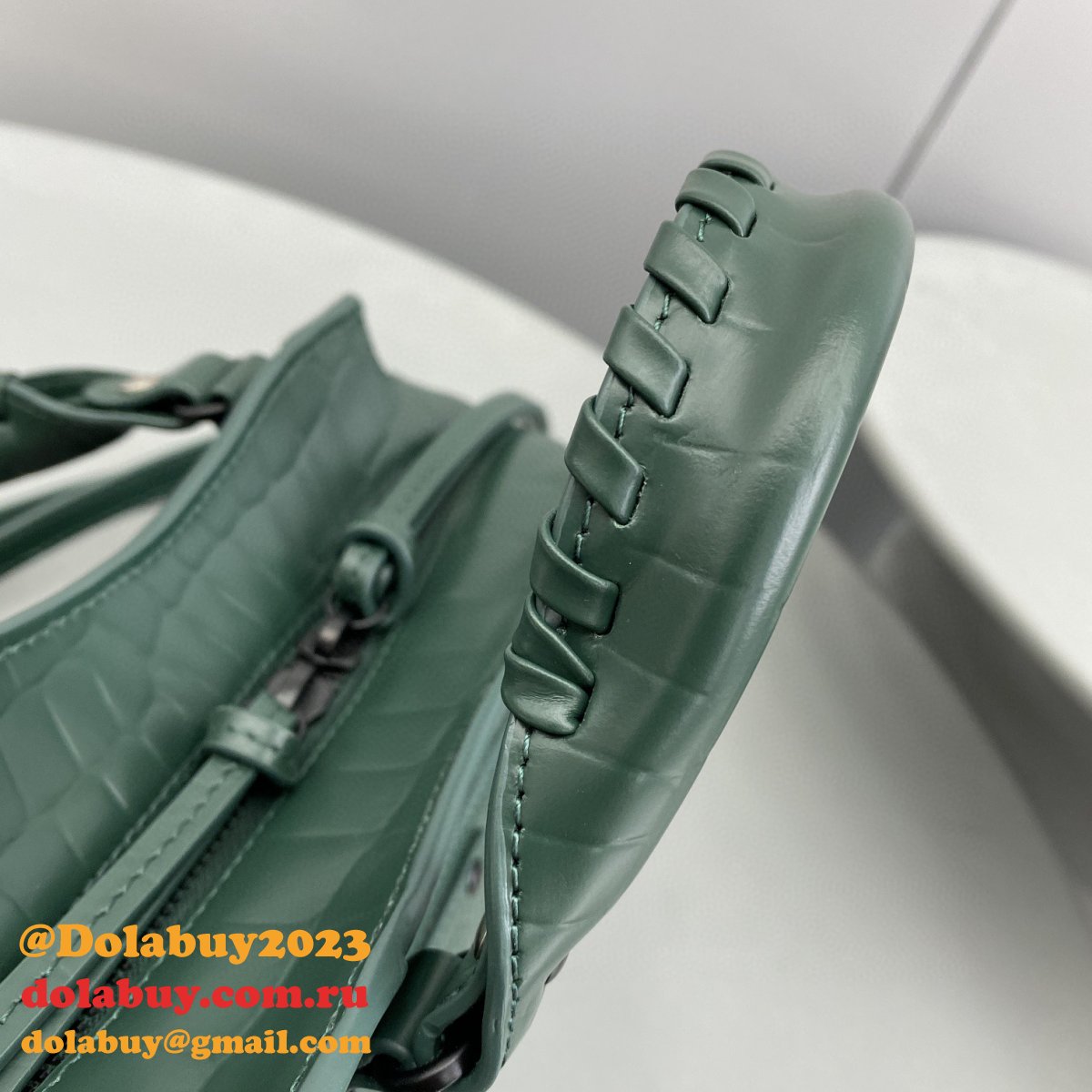 AAA+ Balenciaga Replica cuag Dark green crocodile bag