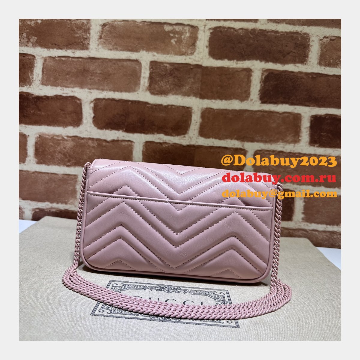 inspired gg marmont crossbody replica G*u*i pink 751526 bag