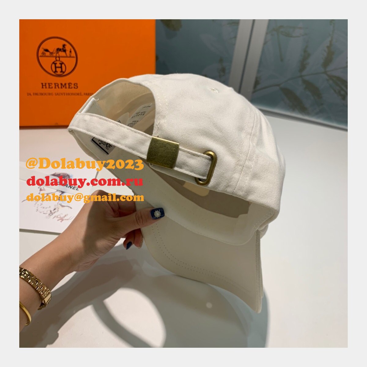 Hermes High Quality Canvas fabric Peaked cap