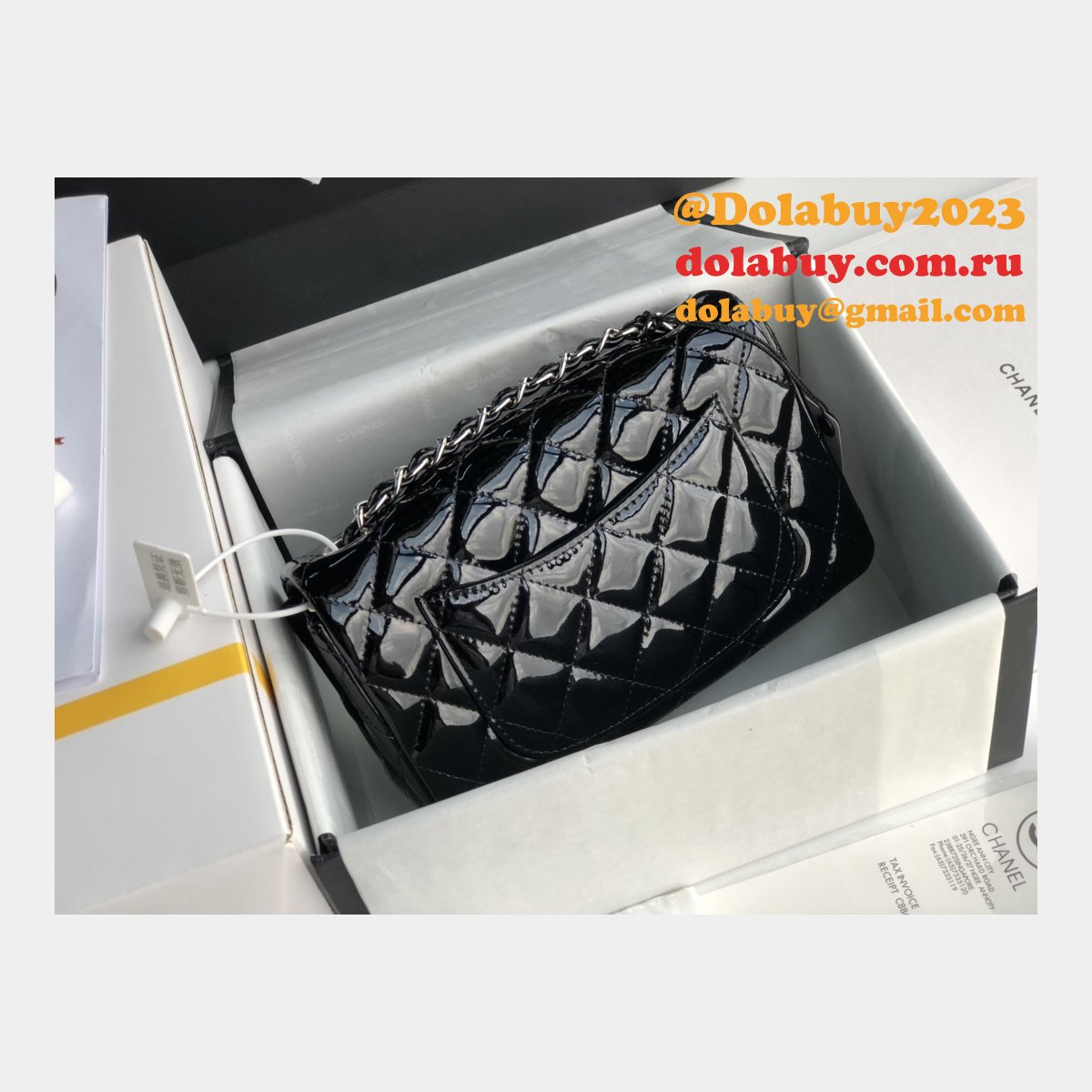 7 Star CC Lambskin Flap Designer Black Bag 20CM