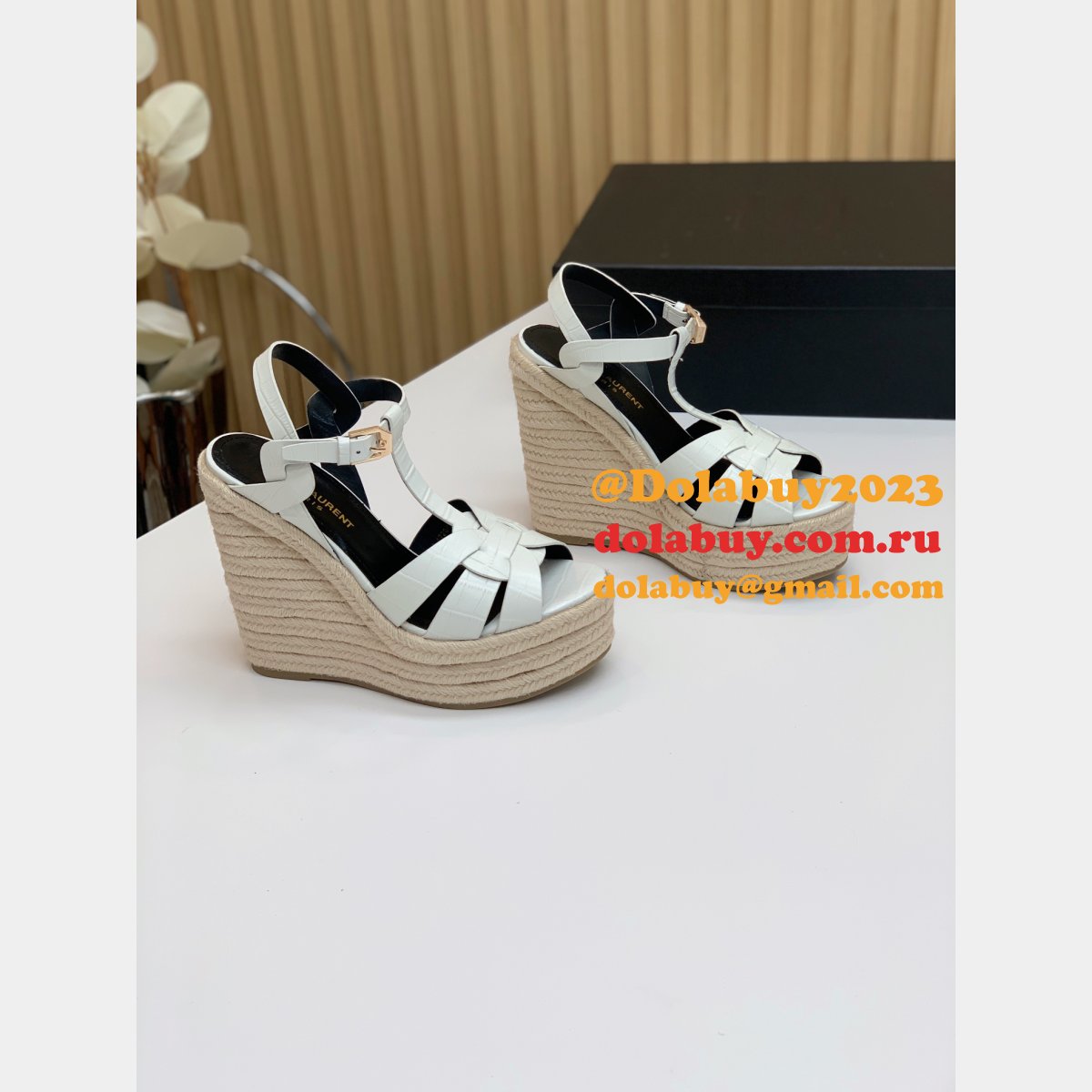 Saint Laurent Replica Espadrille Platform Wedge Sandals Heel Shoes
