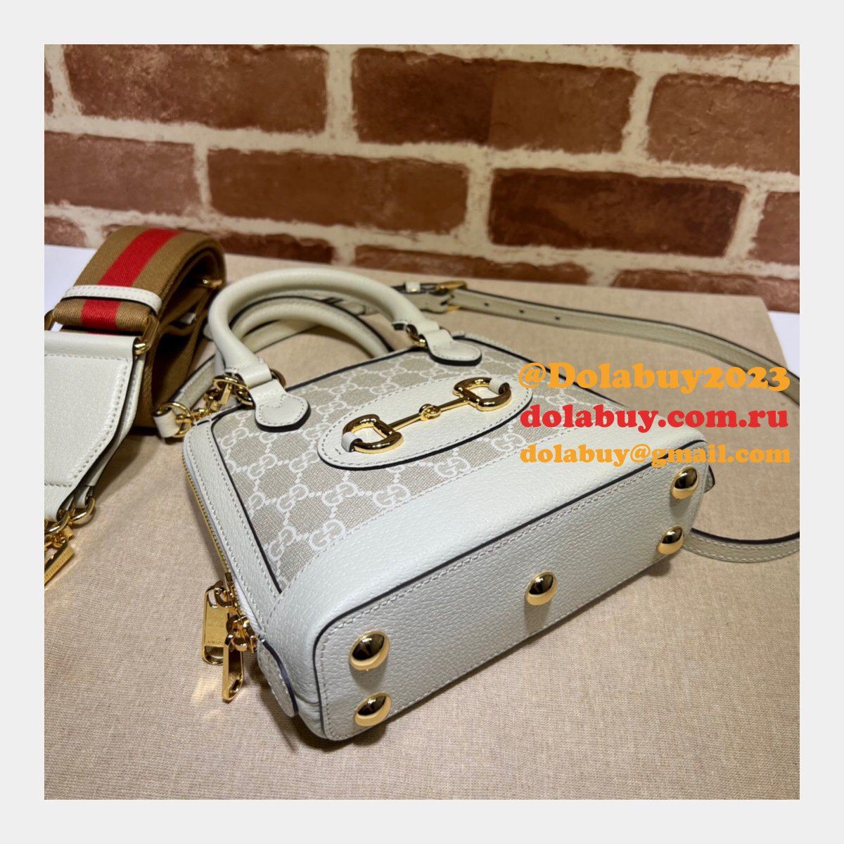 G*u*i fake luxury goods 677212 horsebit top handle bag