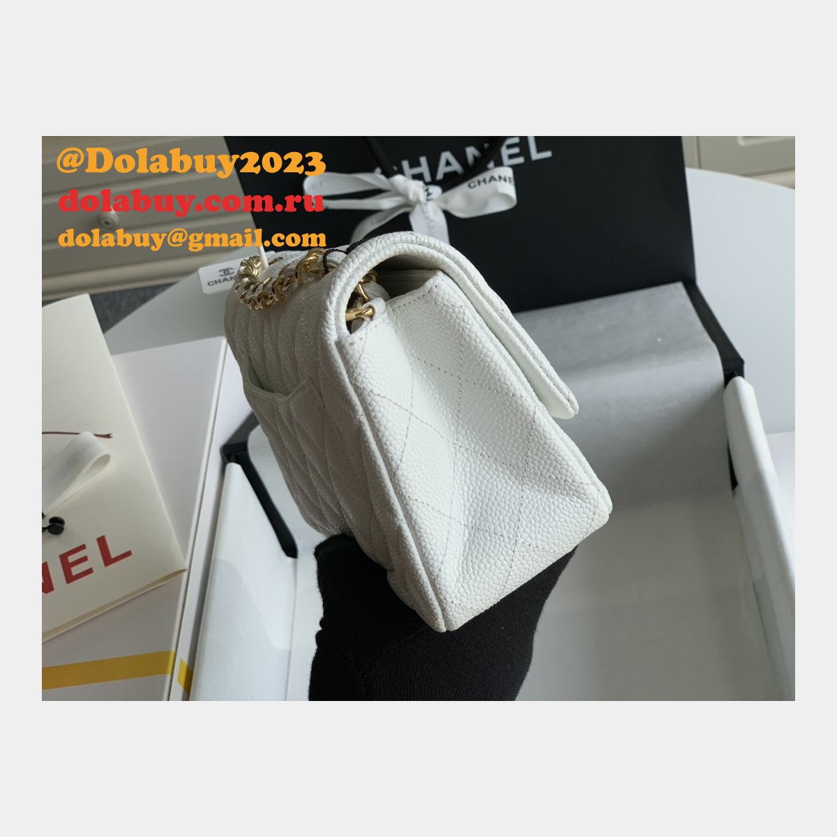 Top Quality CC Caviar Leather Flap Bag 1116 20CM