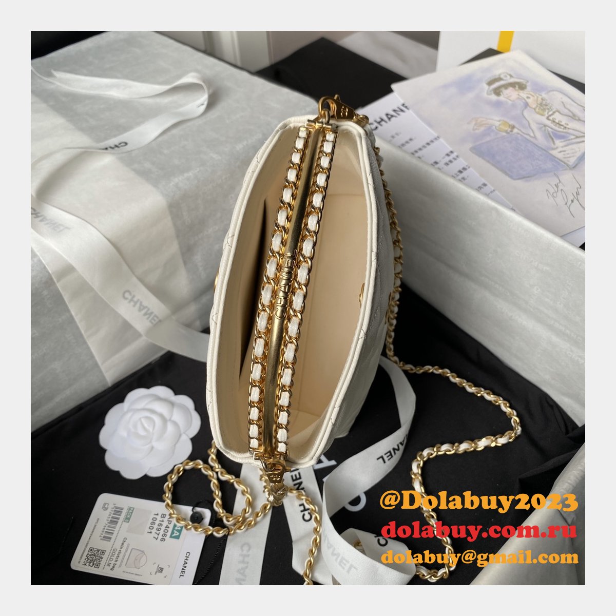 Duplicate Shop Knockoff AP4066 Black/White Shoulder Bags