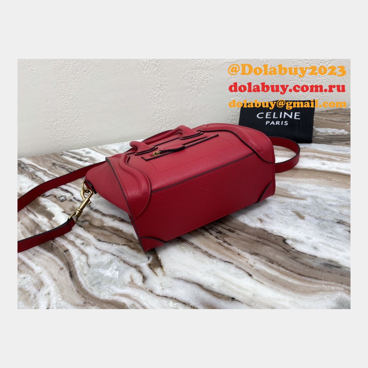 Celine Replica Red Luggage Nano Shopper 168243 Women