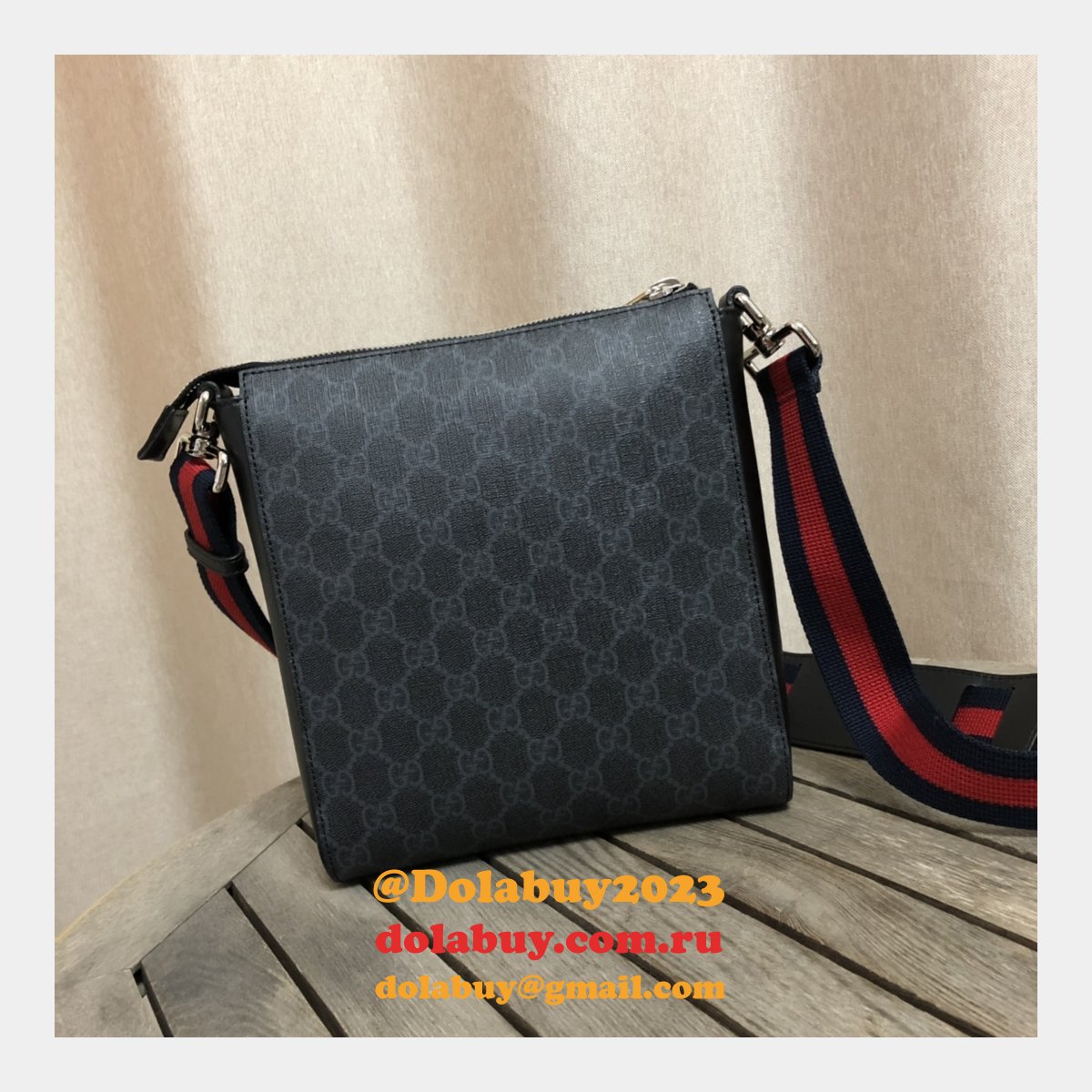 uk G*u*i fake black gg supreme small messenger 523599 bag
