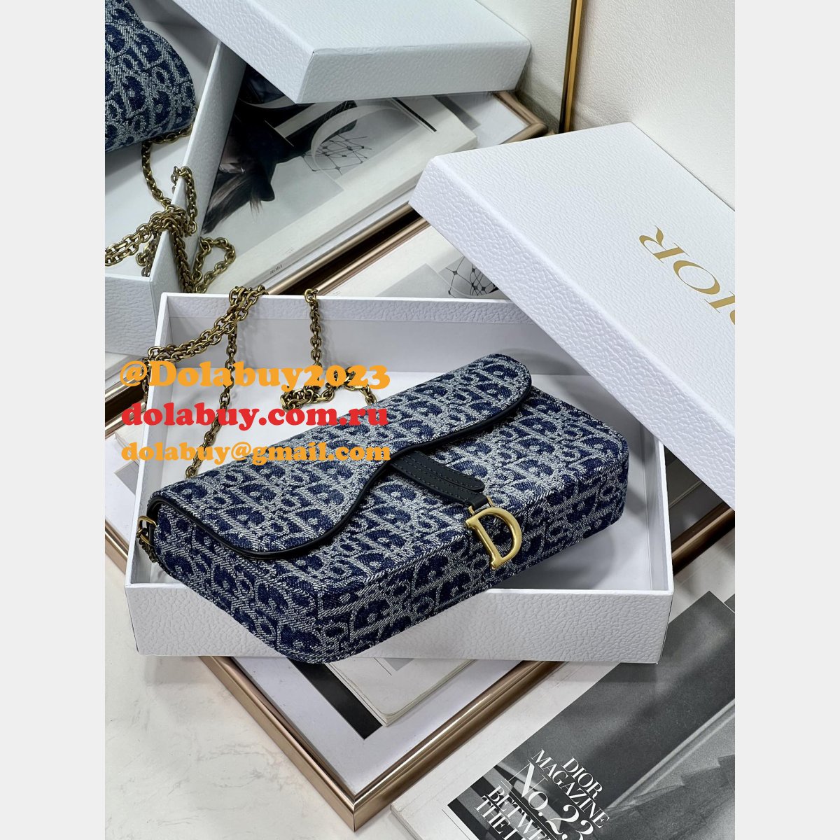 Christian Dior Shop Inspired Saddle Pouch Chain 2045 Bag