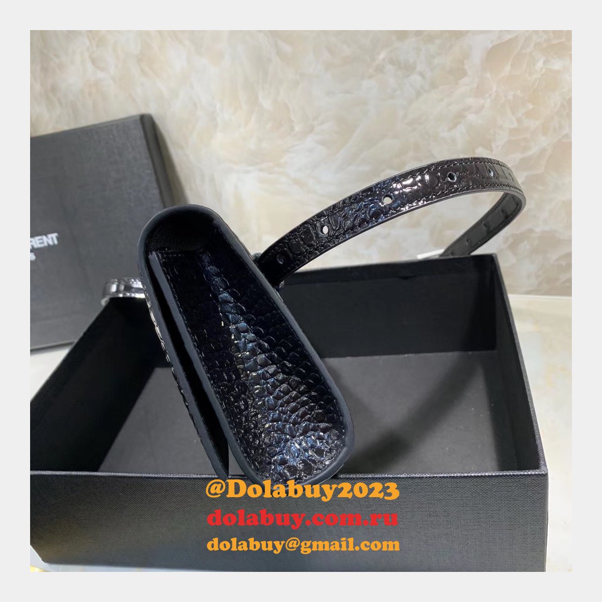 Replica black Saint Laurent YSL Monogram Logo Fanny Pack