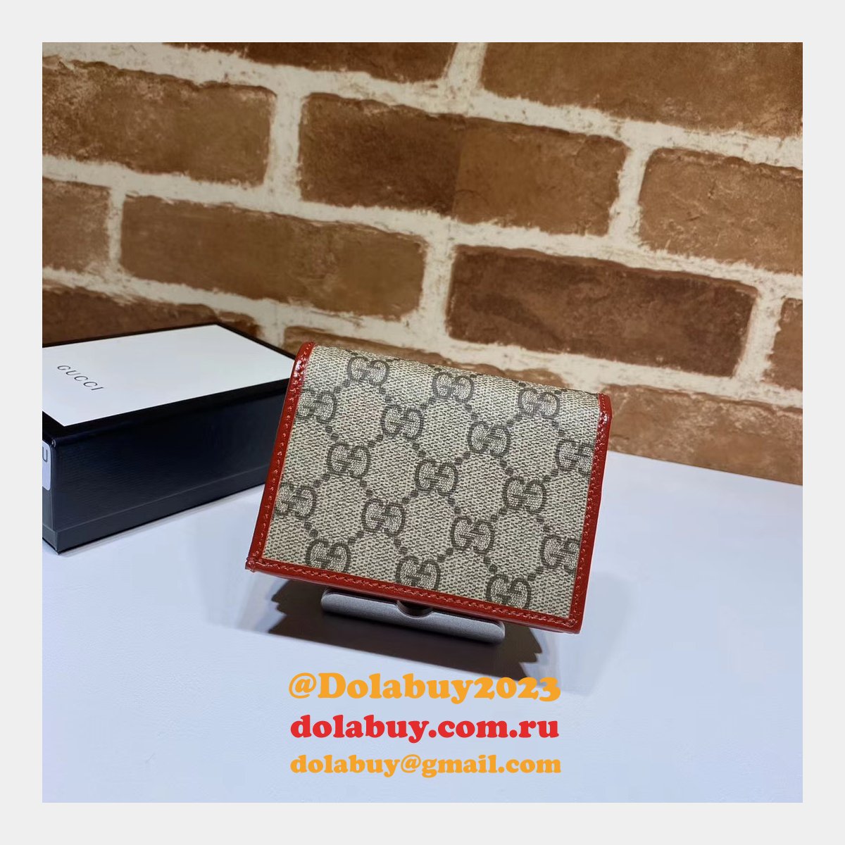 top quality G*u*i beige fake 1955 horsebit card case 621887 wallet
